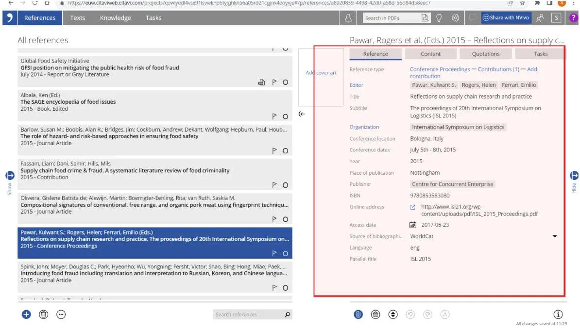 Citavi keeps track of your meta data so it’s easy to follow one of the hundreds of citation styles available in the program.