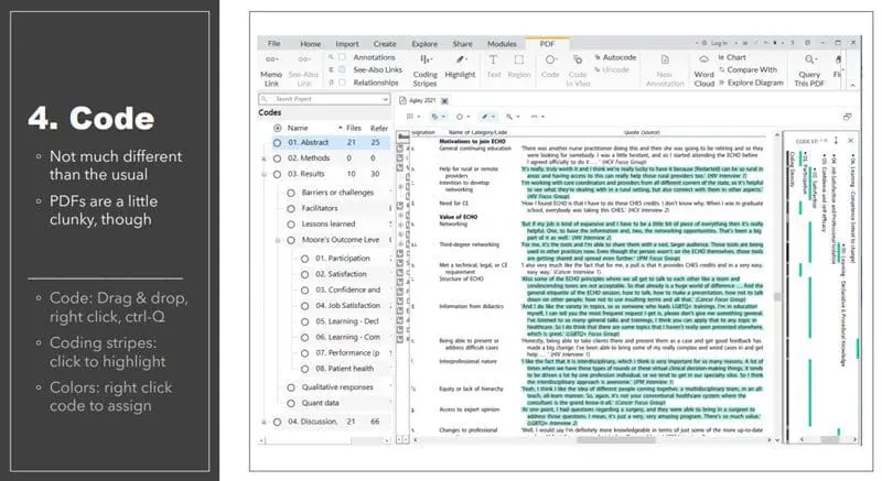 Code in NVivo for Project ECHO