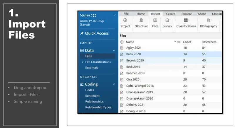 Import files in NVivo for Project ECHO