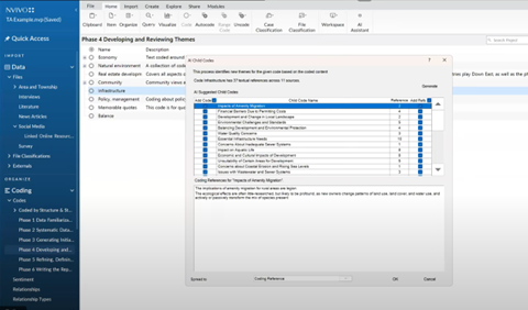 Phase 4: Developing child codes and reviewing themes.