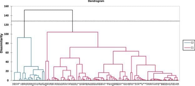 Dendrogram visualization of the AHC results