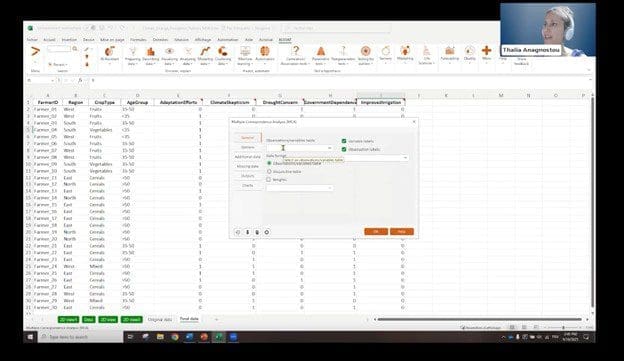 Multiple Correspondence Analysis (MCA) shown in XLSTAT